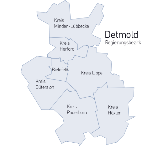 Das ist die Karte des Regierungsbezirks Detmold