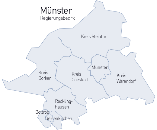 Karte des Regierungsbezirks Münster