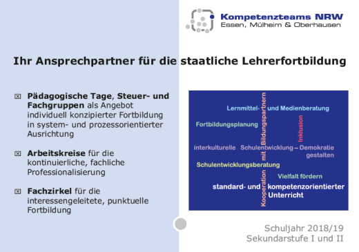 Flyer Fortbildungen 2018/19  Sek 1 KT Essen-Oberhausen-Mülheim